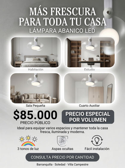 Lámpara Abanico LED | 3 Luces + Aspas Ocultas